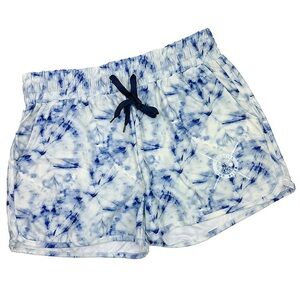 Barbells and Pizza Jogger Shorts - Blue Tie-Dye